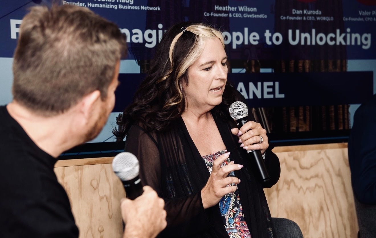 Heather Wilson speaking on a panel