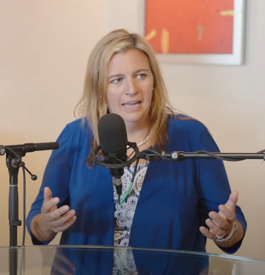 Heather on a podcast